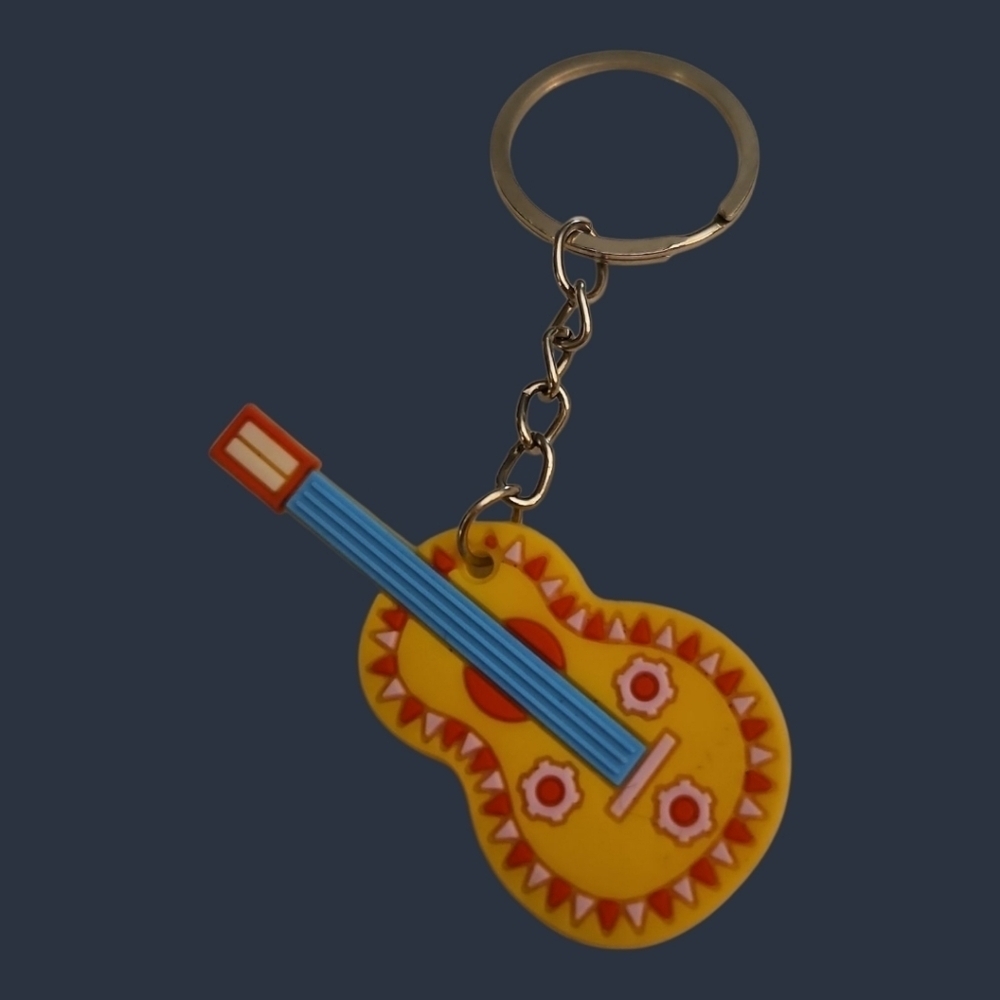 5/$25 Colorful Rubber Mexican Guitar Keychain